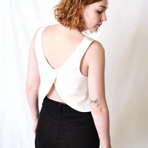 NWT Linen boxy crop top